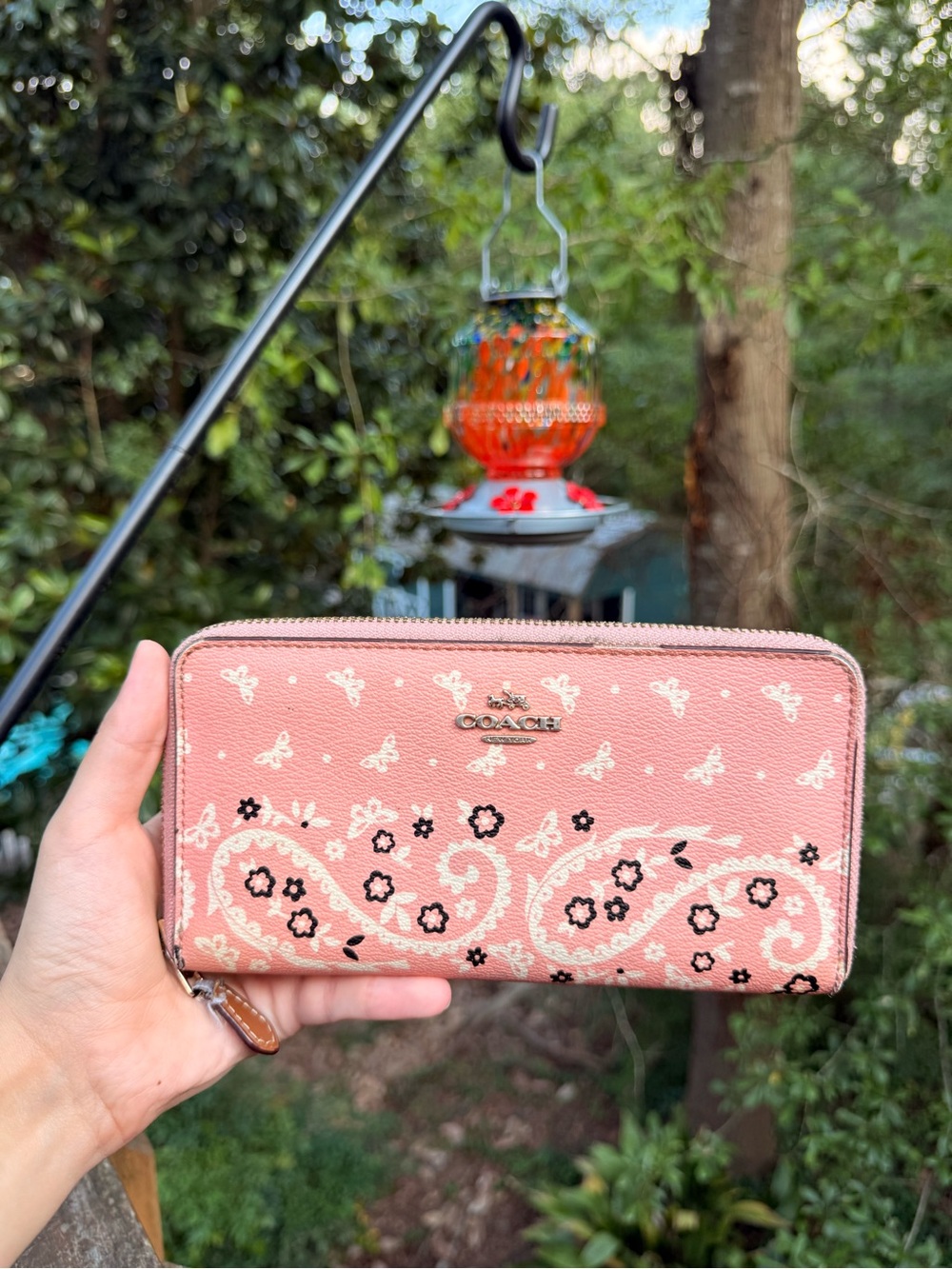 Coach Pink Floral Paisley Zip-Around Wallet